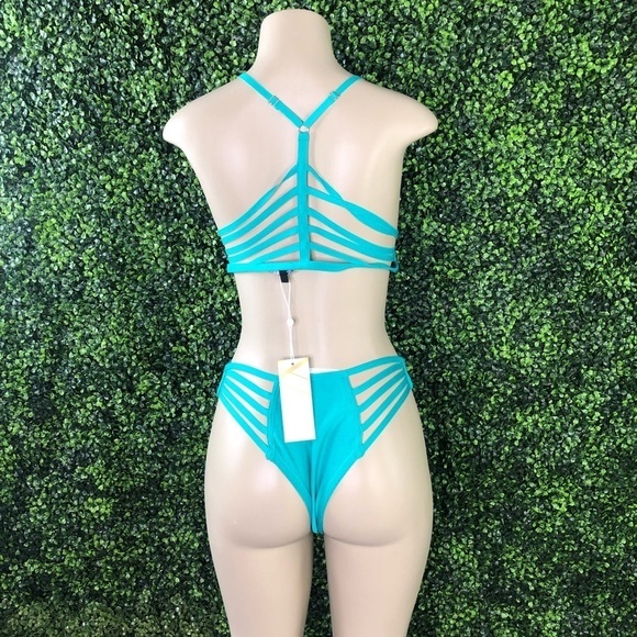 Bandage material two piece strapy swim nwt - Picture 3 of 4